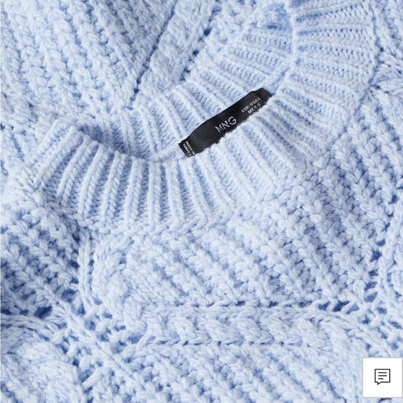 NWT MANGO OPENWORK KNIT SWEATER Soft Knit Sky Blue Sweater - Picture 2 of 5